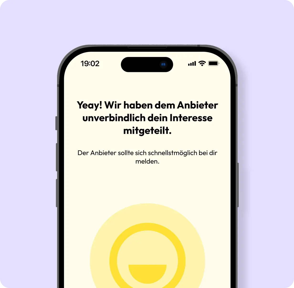 Erfolgsscreen in der Careertune App nach Bekundung von Interesse an einer Weiterbildung